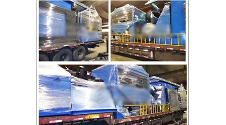 發(fā)往遼寧營(yíng)口Q6926大型輥道拋丸清理機(jī)裝車(chē)發(fā)貨現(xiàn)場(chǎng)